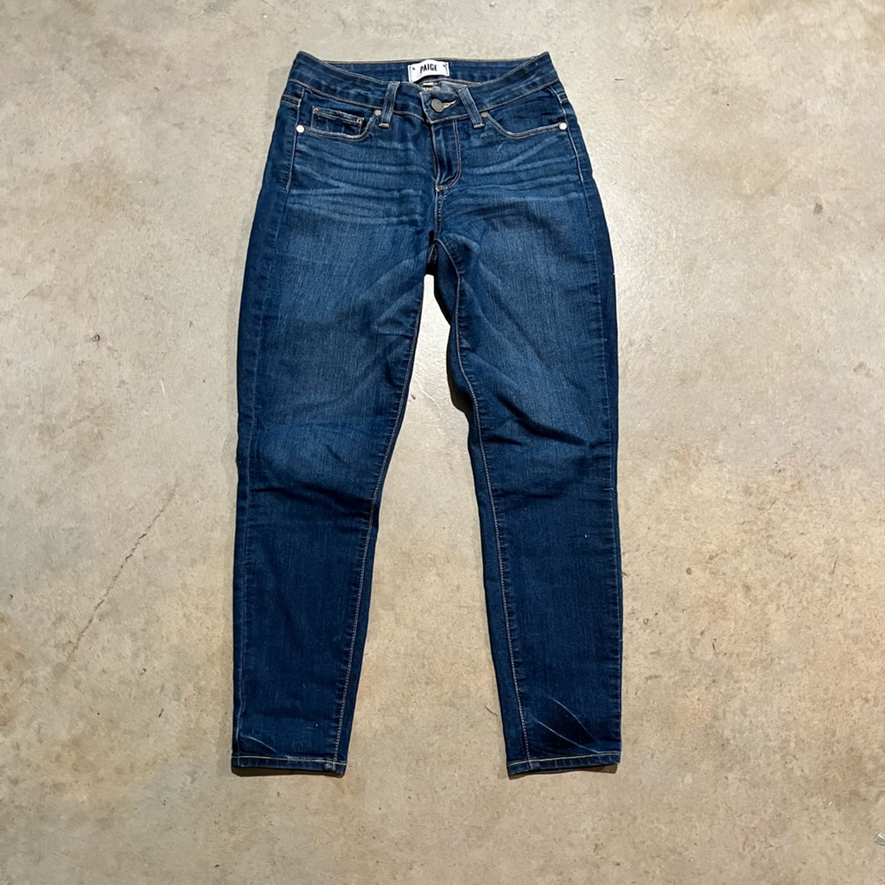 PAIGE size 25 dark denim jeans two small imperfections